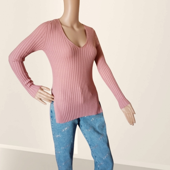 FASHION NOVA Giving Me The Feels-Mauve Knit Sweater Dusty Pink - Picture 13 of 16